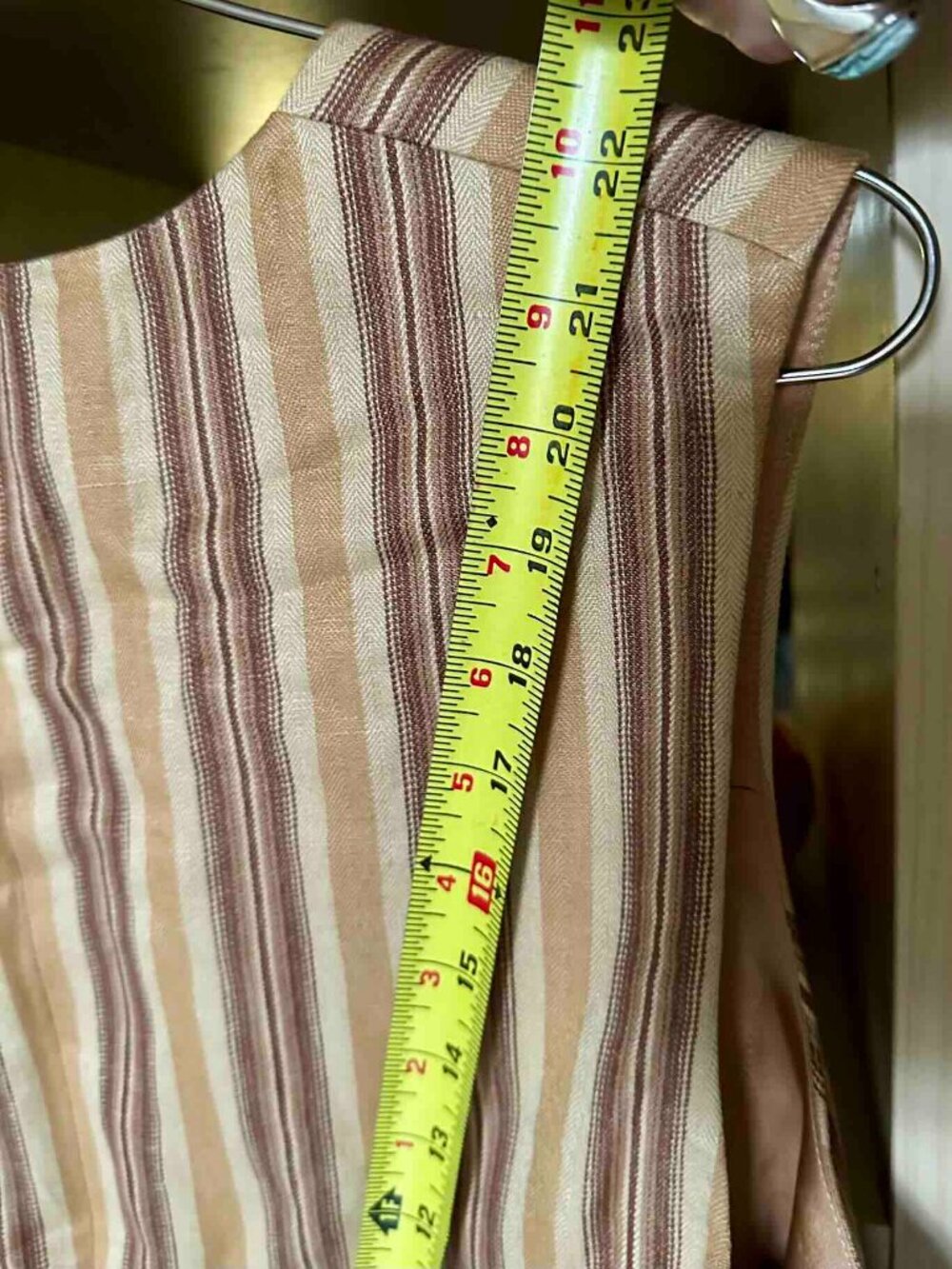 Vintage Rena Rowan Saville Vest Linen Lined XL 16 Like New Striped TanBrown - Picture 11 of 16